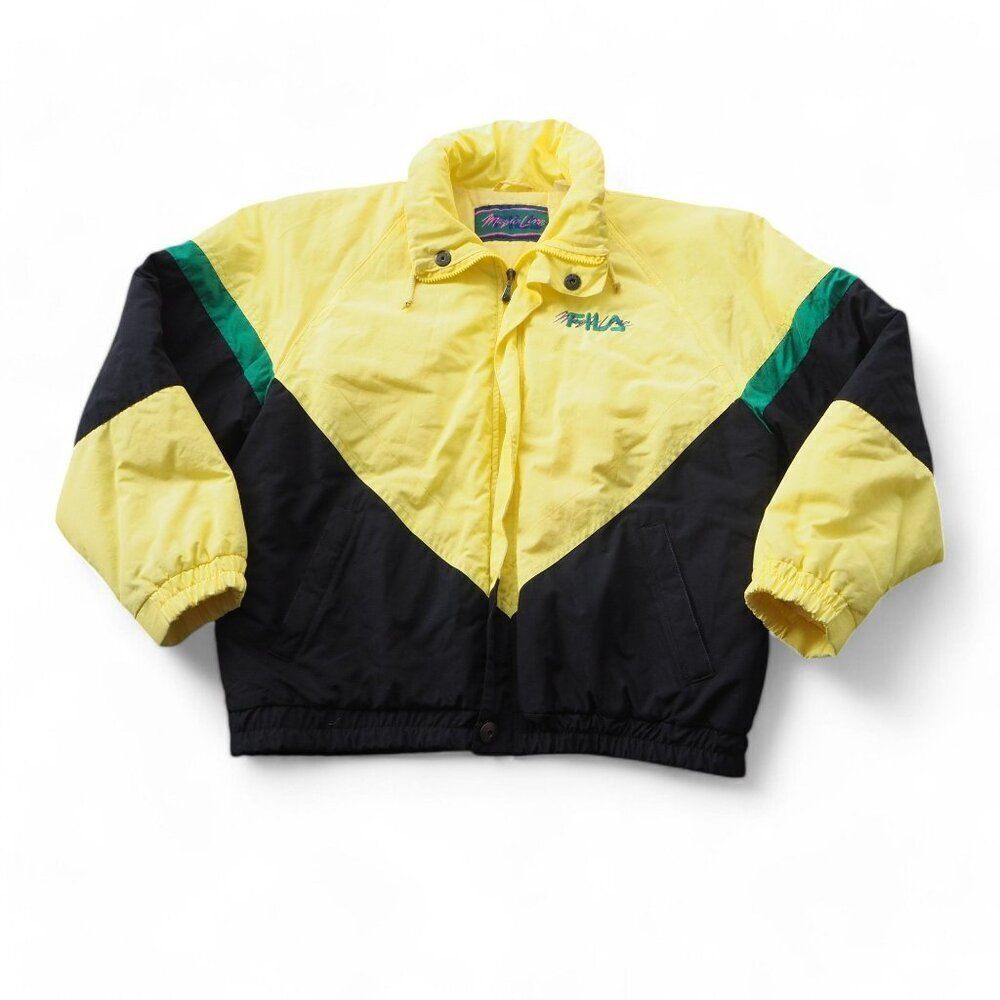 Fila Magic Line Vintage 80s Made in Italy Zip Jacket Yellow/Black/Green Men's L